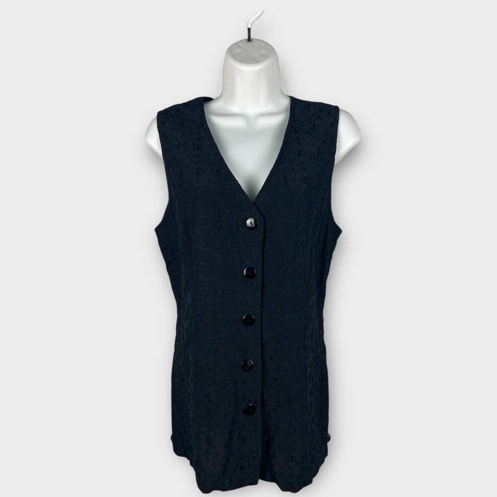 90s Vintage Christy Girl Embroidered Tailored Vest Black L